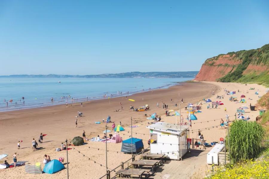 the beach at Devon Cliffs Holiday Park