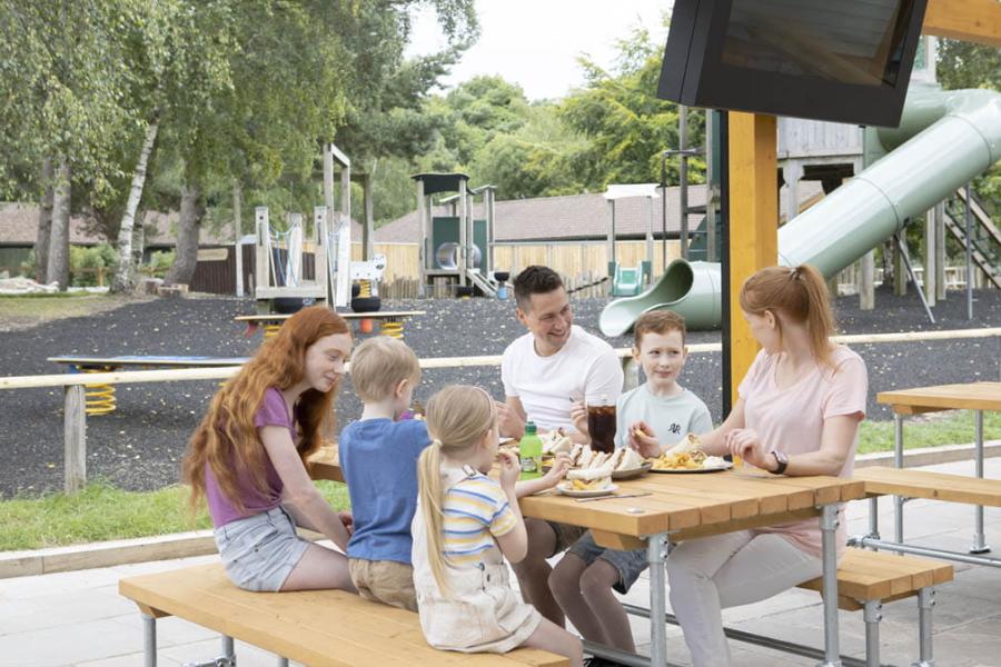 eating outside by the park at Warmwell Holiday Park