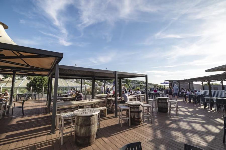 eating and drinking outside at Littlesea Holiday Park