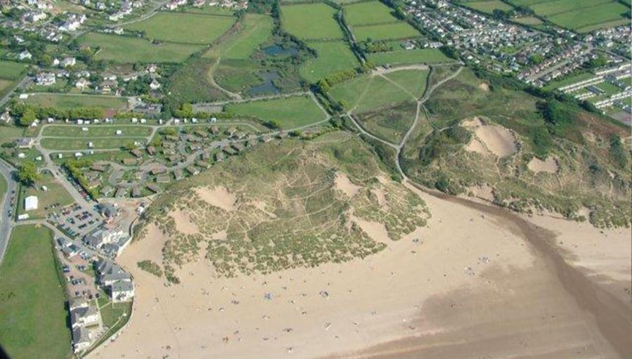 looking over Ruda Holiday Park in Devon