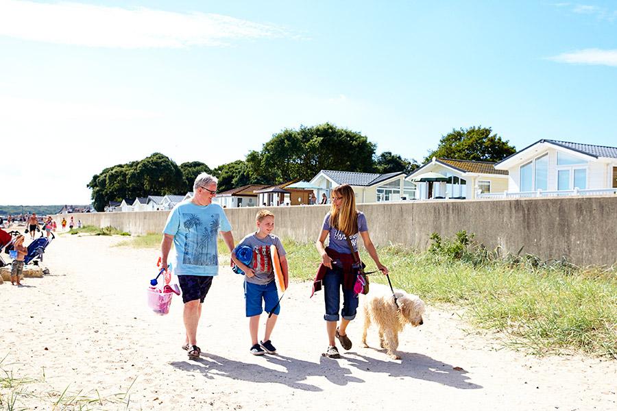 walking the dog at Sandhills Holiday Park