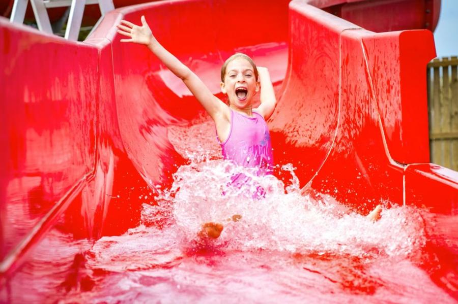 down the flumes at South Bay Holiday Park