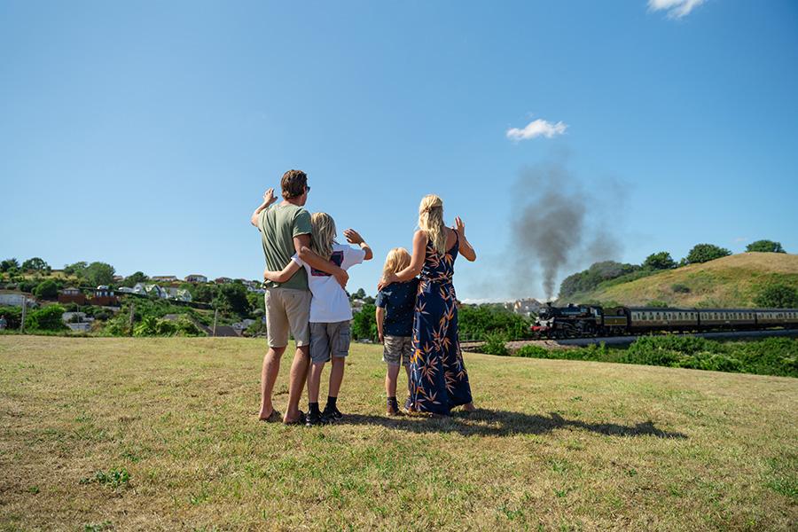 views of the steam train from Waterside Holiday Park