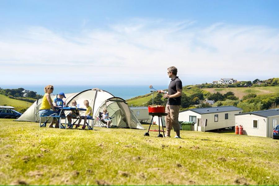 camping by the beach in Cornwall at Widemouth Bay Caravan Park