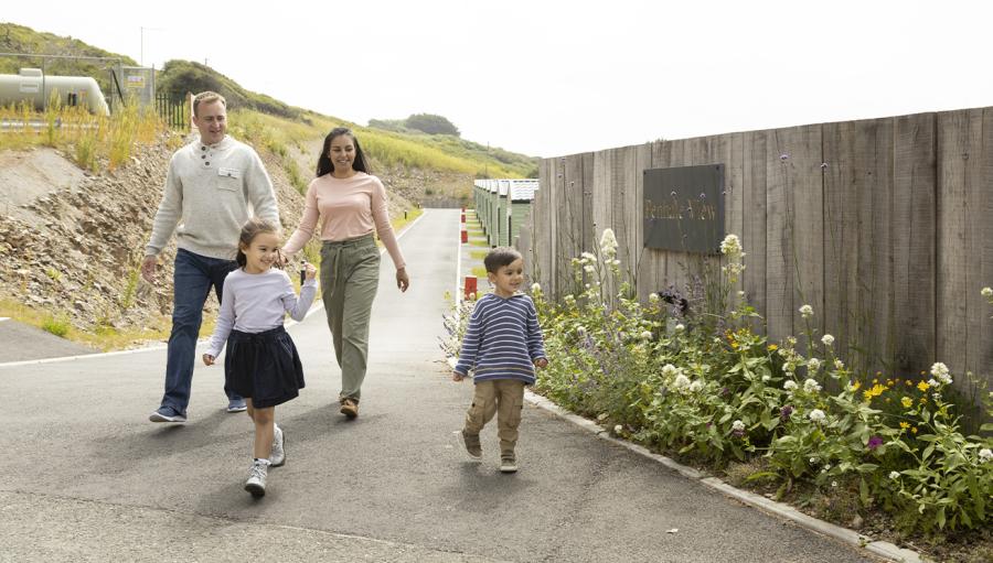 walking around the park at Holywell Bay Holiday Park