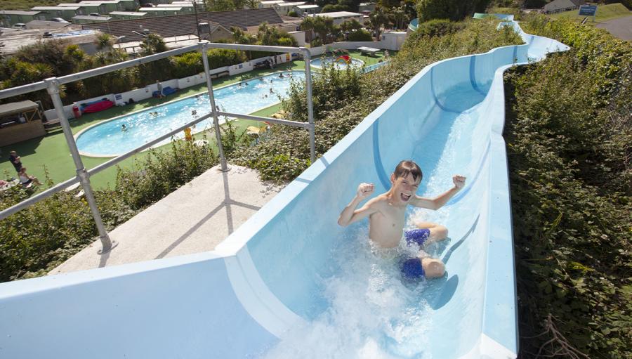 water slide at Holywell Bay Holiday Park