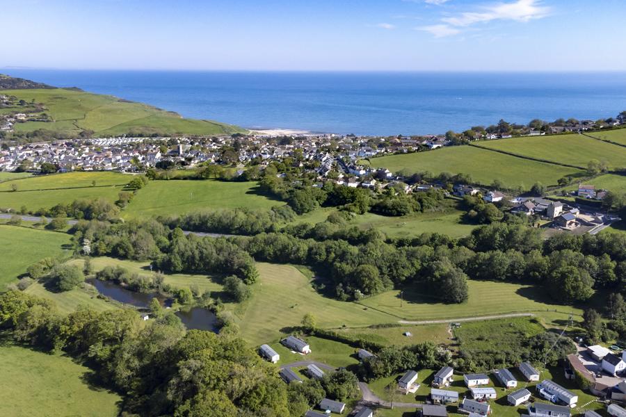 view to the sea from Wood Farm Holiday Park in Dorset