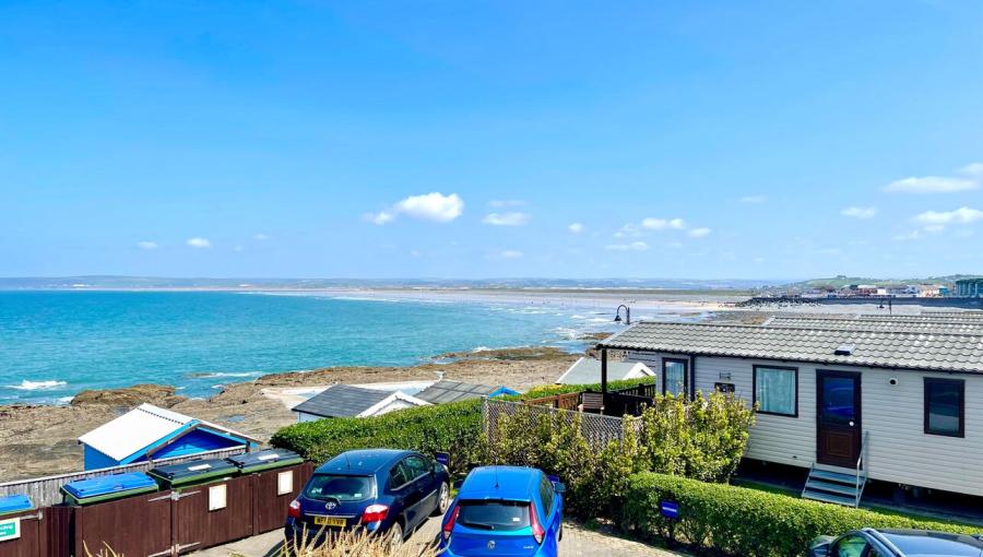 caravans overlooking the sea in Devon at Beachside Holiday Park