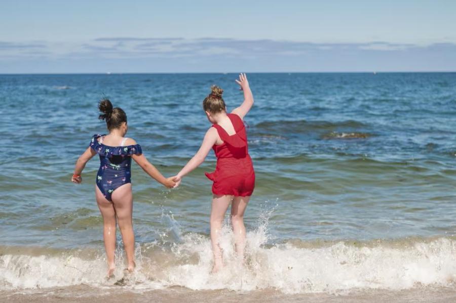 in the sea at Berwick Holiday Park