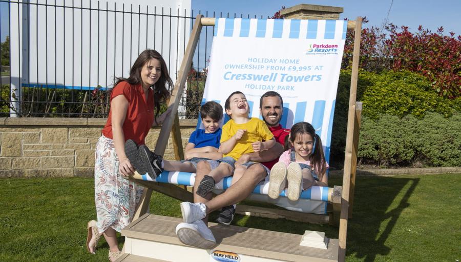 on the big chair at Cresswell Towers Holiday Park