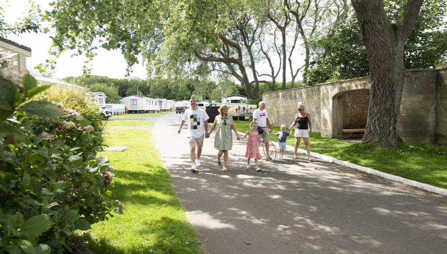 walkign around the park at Cresswell Towers Holiday Park