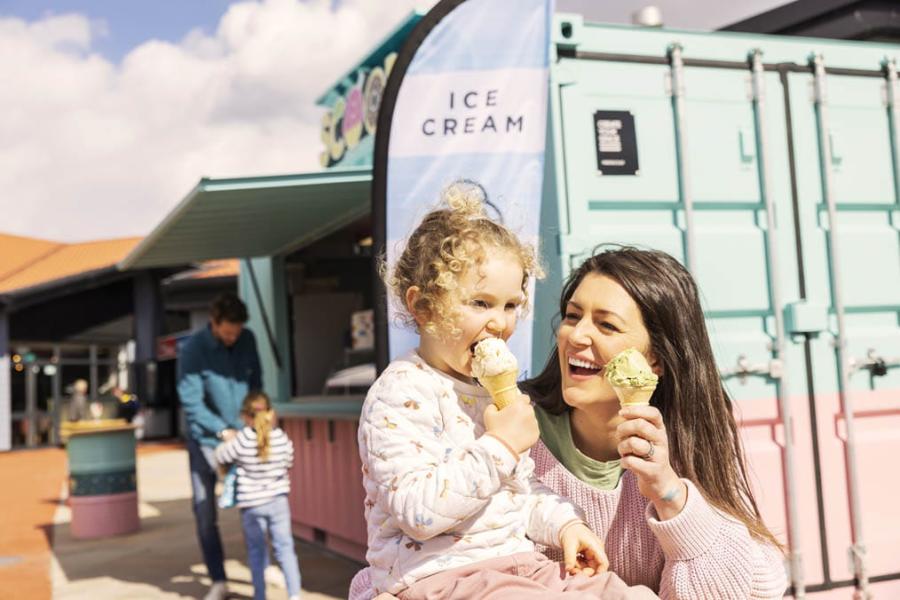 scoops ice cream at Naze Marine Holiday Park