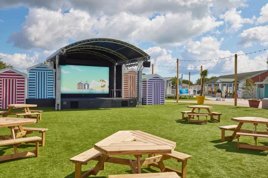 outdoor piazza and stage at Skegness Holiday Park