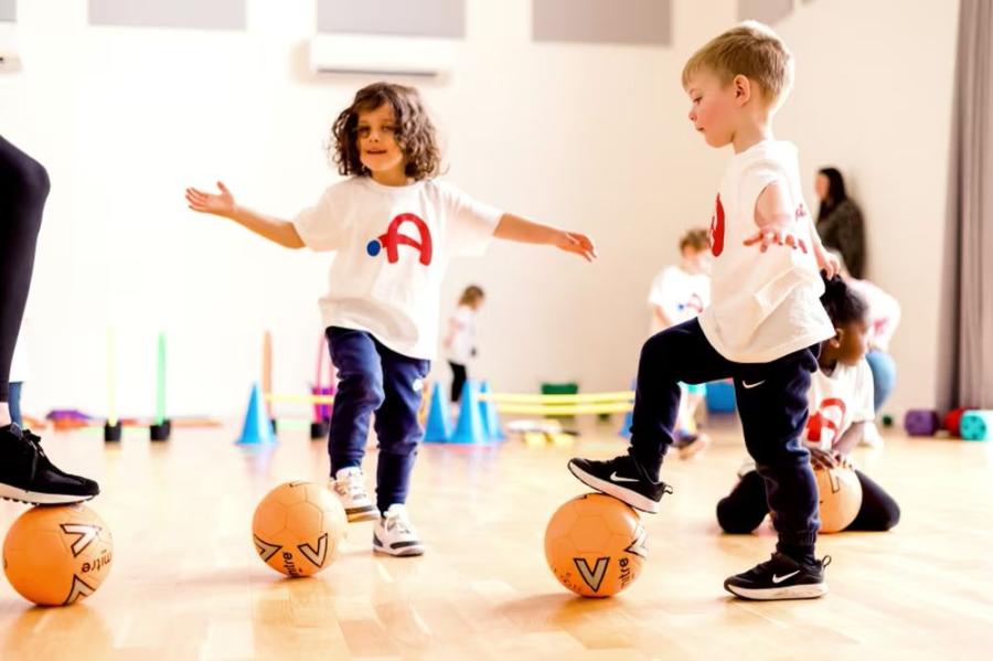 teaching kids football at Skegness Holiday Park