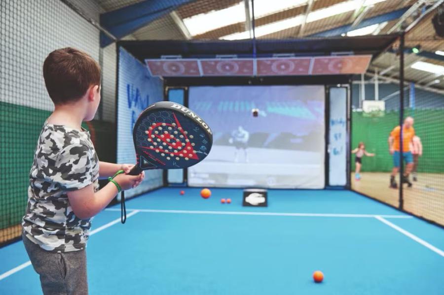 playing short tennis at Blue Dolphin Caravan Park