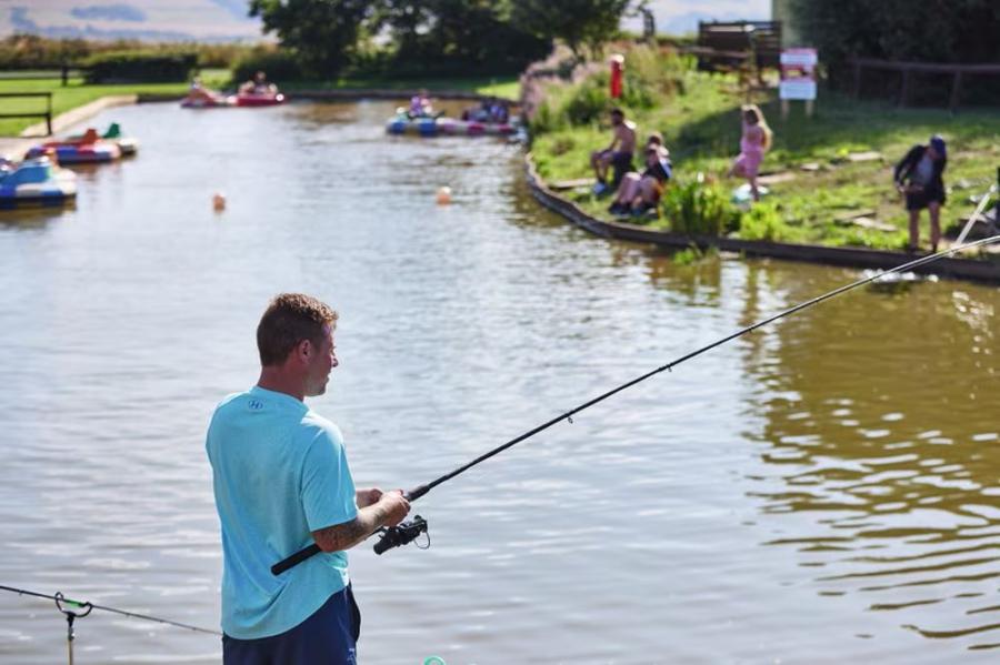 fishing in the lakes at Blue Dolphin Caravan Park