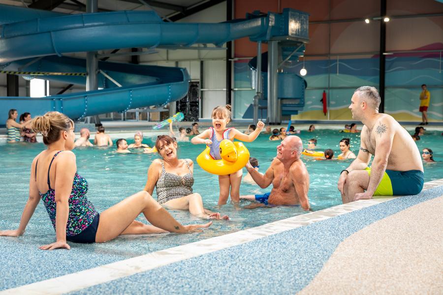 in the indoor pool at Broadland Sands Holiday Park