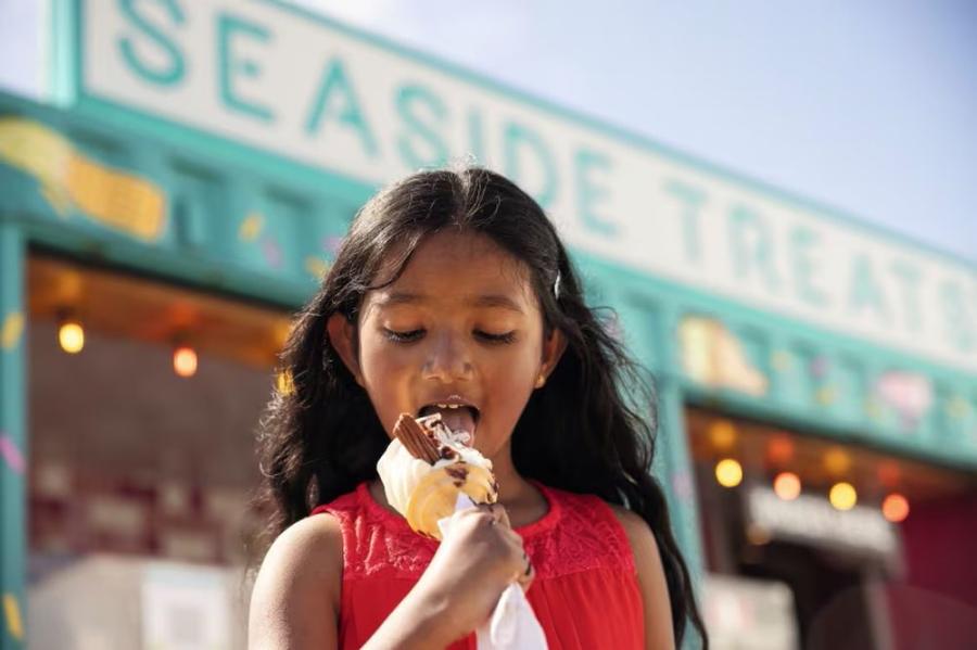 eating an ice cream on holiday