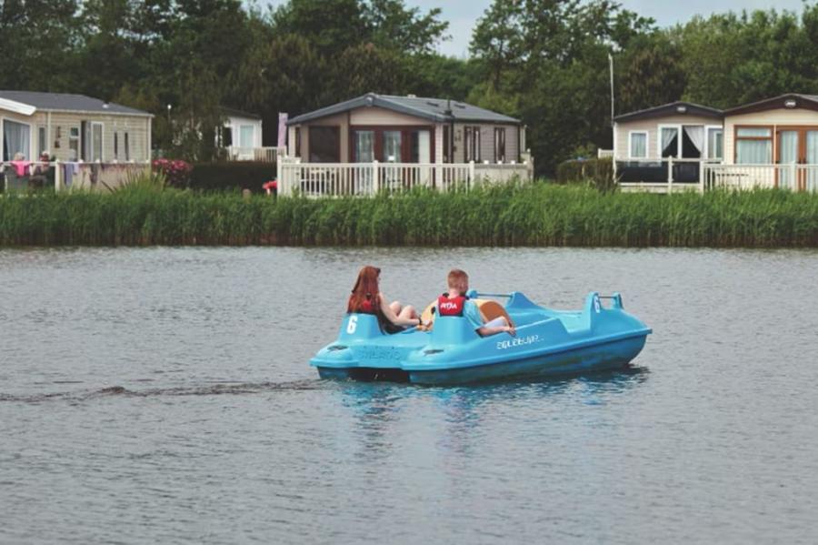 on the lake in a pedalo at Burnham-on-Sea Holiday Village