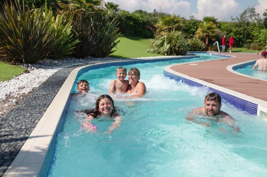 enjoying fun in the lazy river in yorkshire