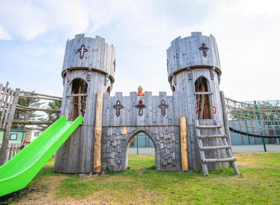 the castle adventure playground at Barmouth Bay Holiday Park