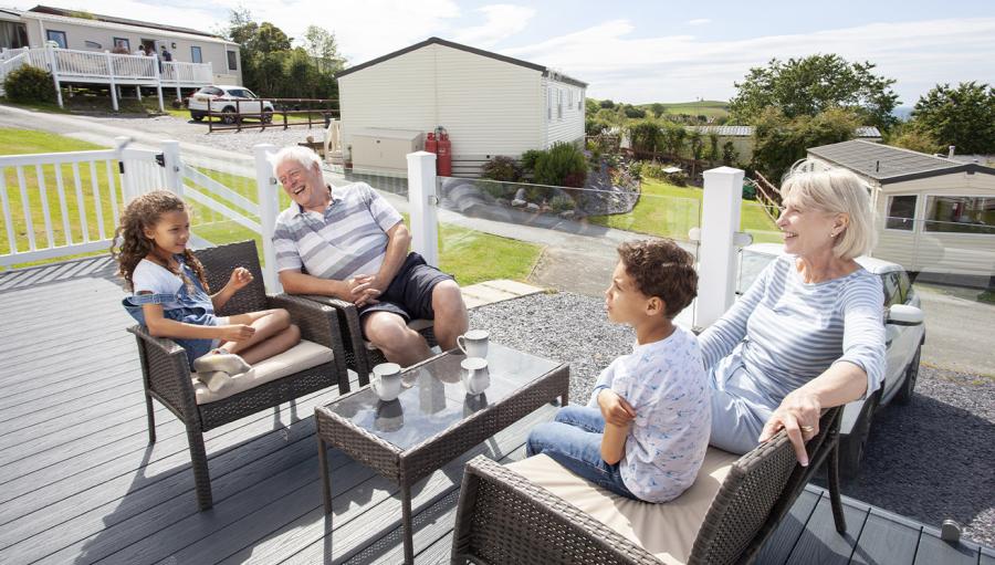 terraces by the lodges on the caravan park in Wales