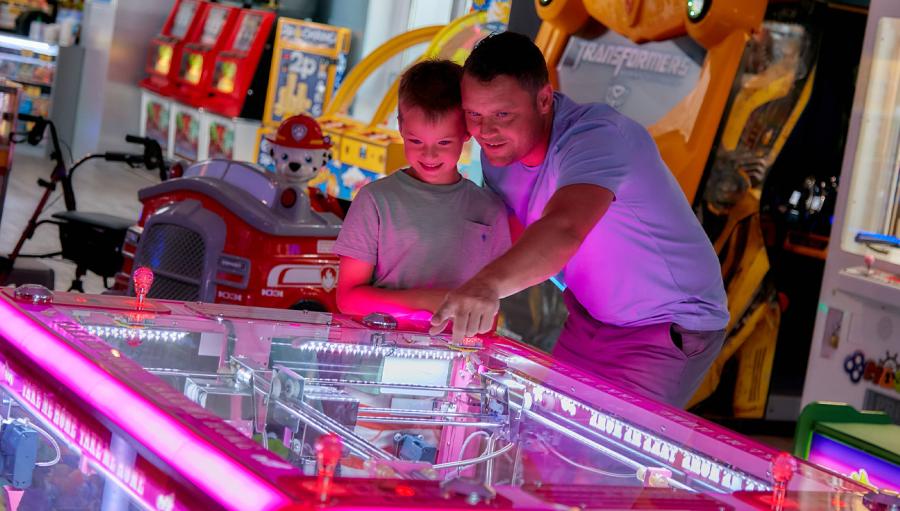 indoor amusement arcade at Carmarthen Bay Holiday Park