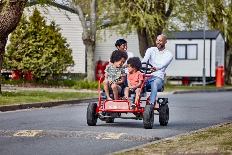 krating with the family around Treco Bay Holiday Park