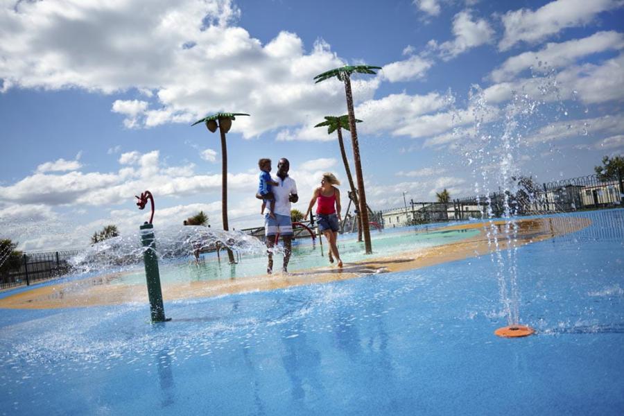 outside water splash area at Treco Bay Holiday Park