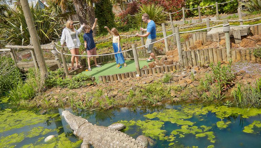 fun and games on the crazy golf course at Vauxhall Holiday Park