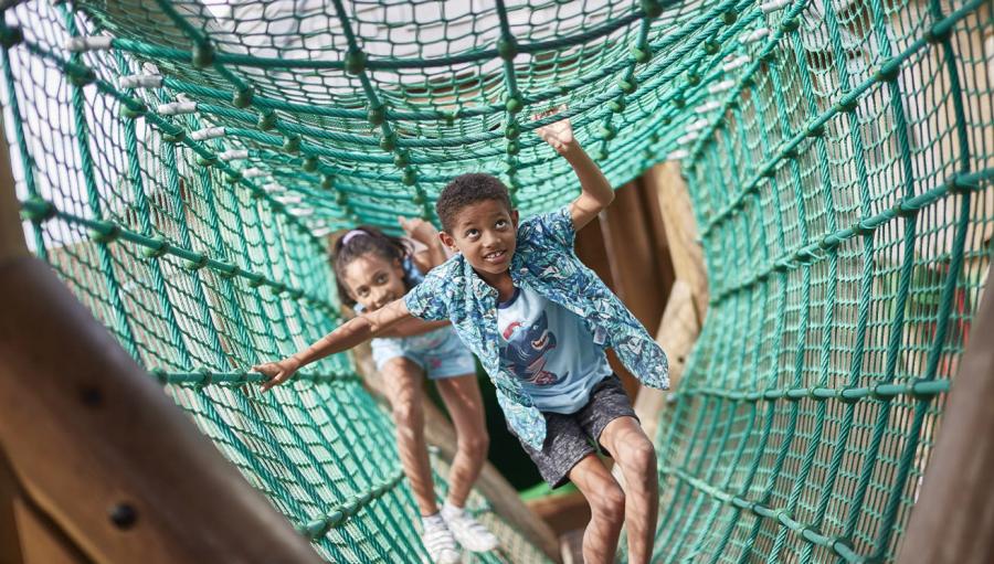 enjoying the ropes course at Vauxhall Holiday Park