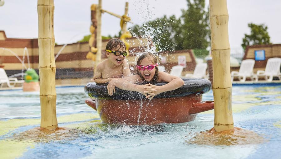 the outdoor water park at Vauxhall Holiday Park