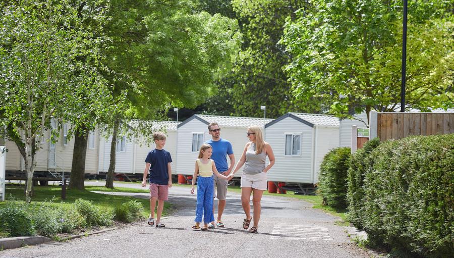 walking around Vauxhall Holiday Park by the static caravans and lodges