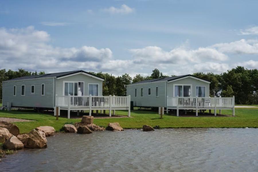 static caravans by fishing lakes at Haggerston Castle Holiday Park