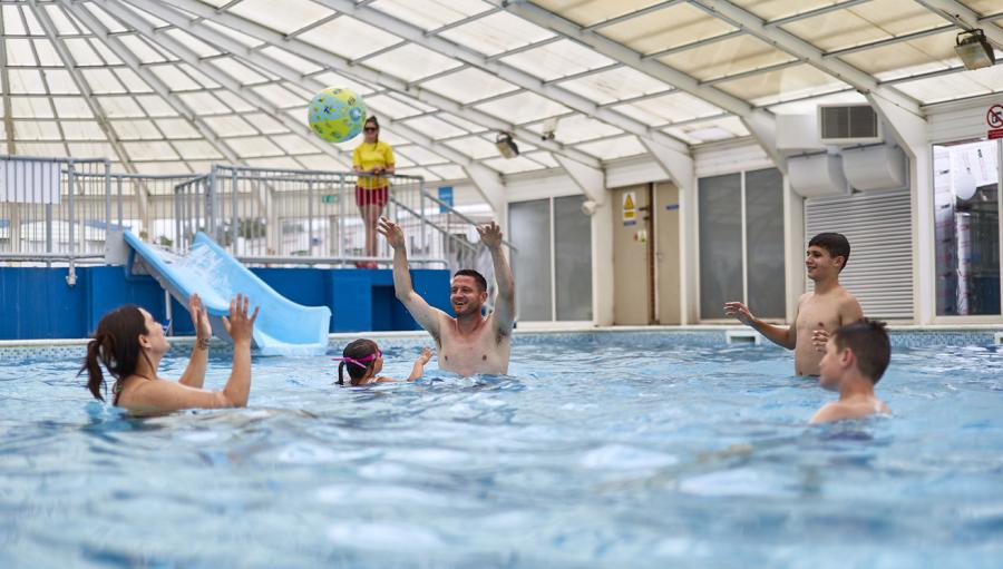 playing in the pool at Heacham Beach Holiday Park