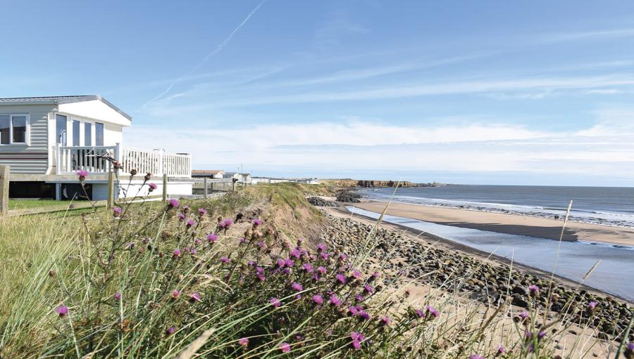 Northumberland caravans by the beach at Sandy Bay Holiday Park