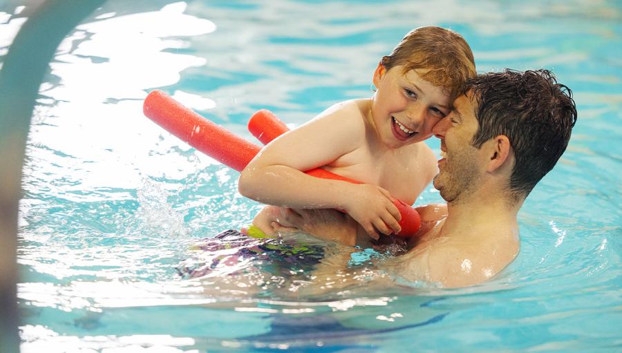 learnign to swim on holiday at Sandy Bay Holiday Park