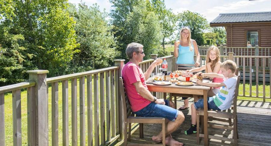 enjoying the luxury lodges at Sandy Meadows Lodge Park