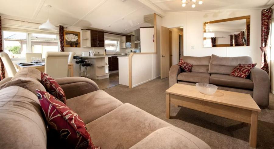 inside the luxury lodges at Sandy Meadows Lodge Park