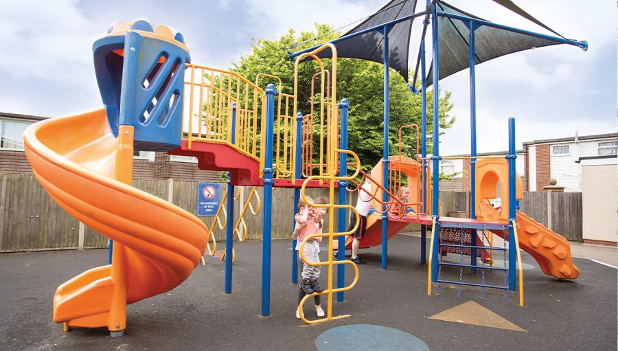 the slides in the playground at Summerfields Holiday Park