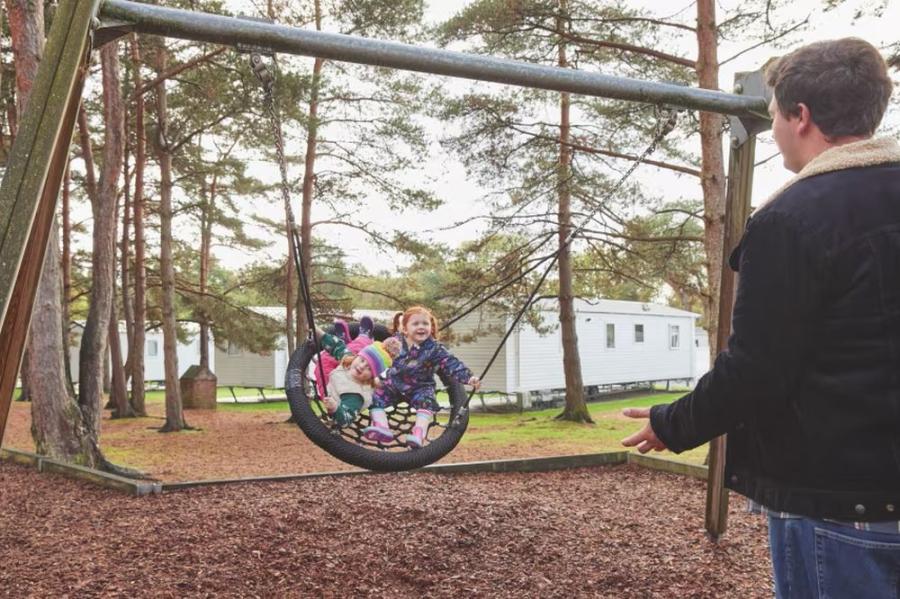 the kids tyre swing at Wild Duck Holiday Park